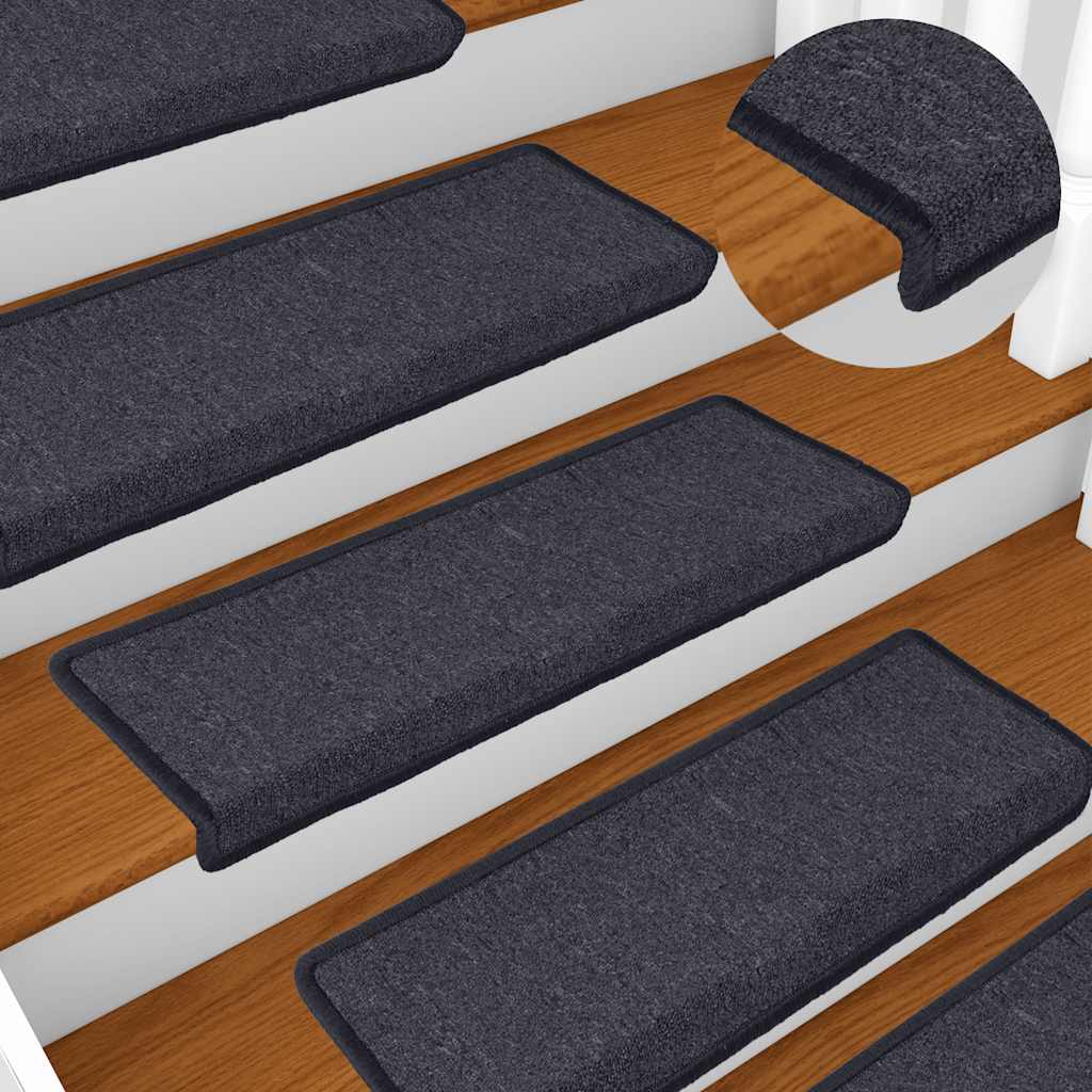 Vidaxl stair mats 15 pcs 65x21x4 cm dark gray and blue with rectangular edge-0