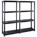 Vidaxl storage rack 4-tier 122x30.5x130 cm plastic black-0