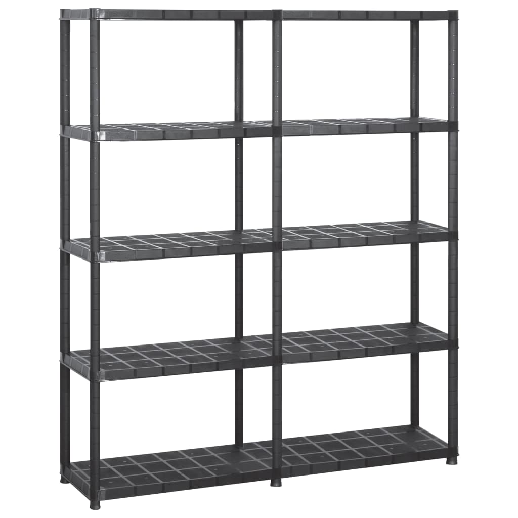 Vidaxl 5-Tier Storage Rack 142x38x170 cm Plastic Black-0