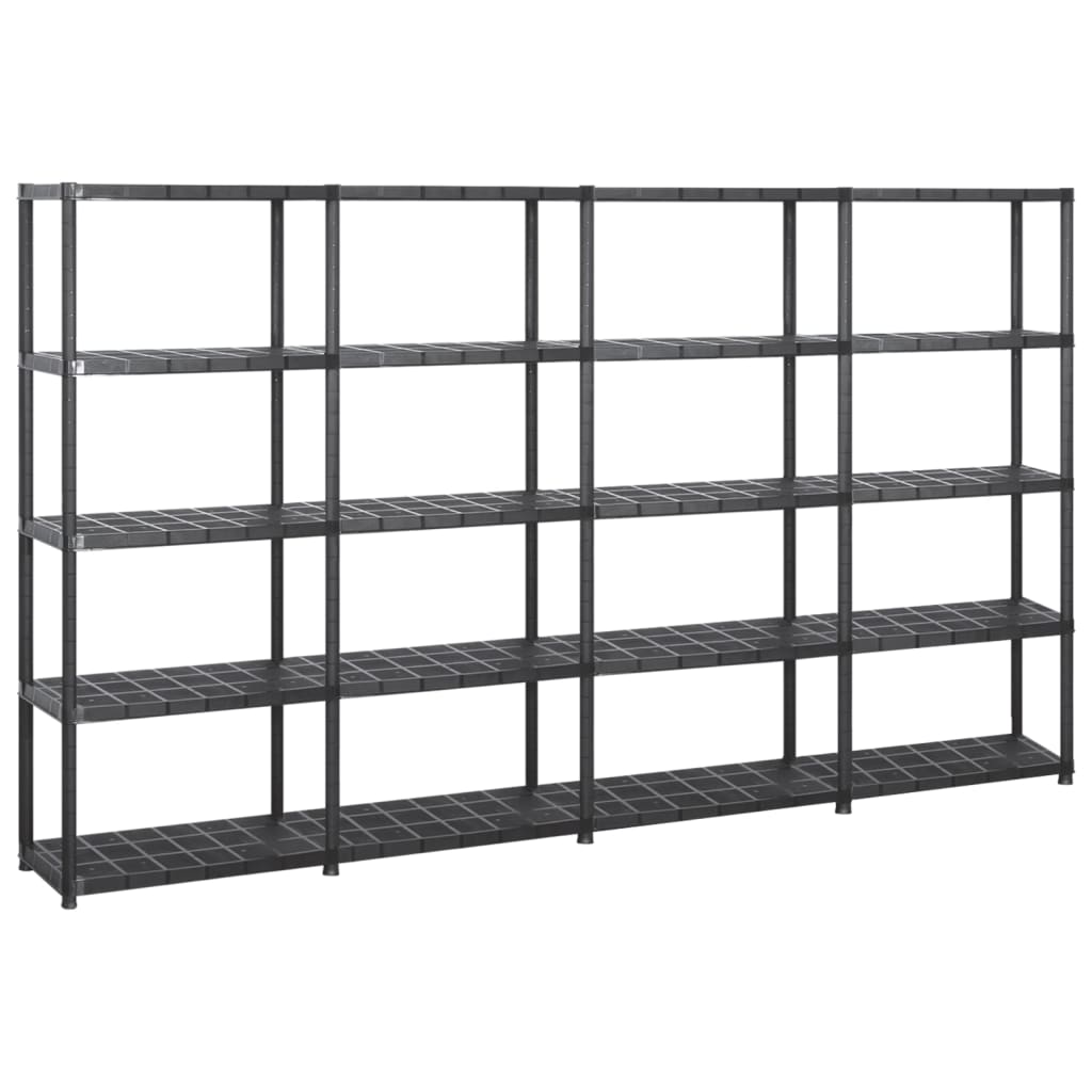 Vidaxl 5-Tier Storage Rack 284x38x170 cm Plastic Black-0