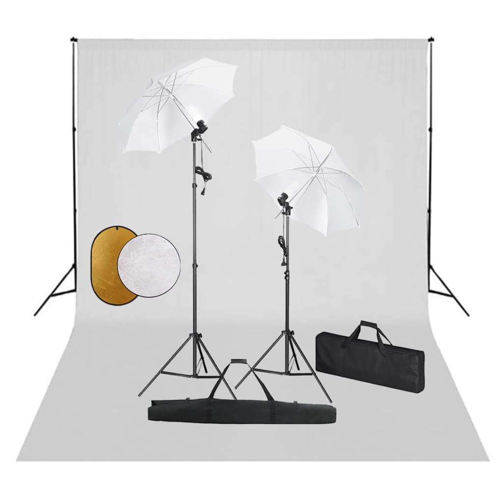 Vidaxl photo studio set with lamps, umbrellas, background and reflector-0