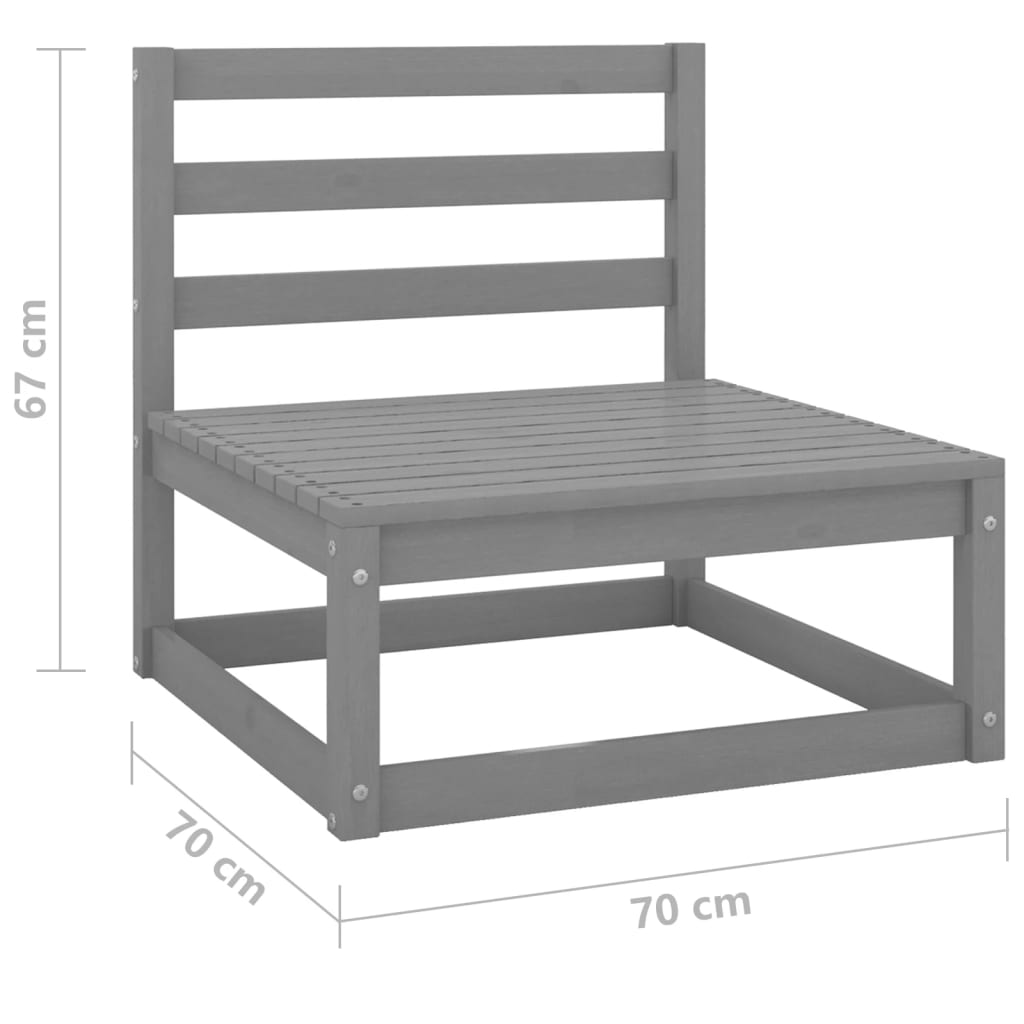 NNEVL Garden Middle Sofa Grey Solid Pinewood