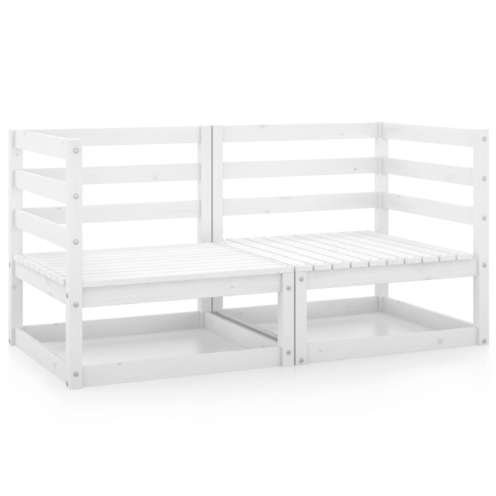 NNEVL Garden Corner Sofas 2 pcs White Solid Pinewood