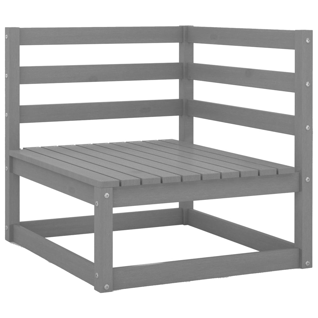 NNEVL Garden Corner Sofas 2 pcs Grey Solid Pinewood