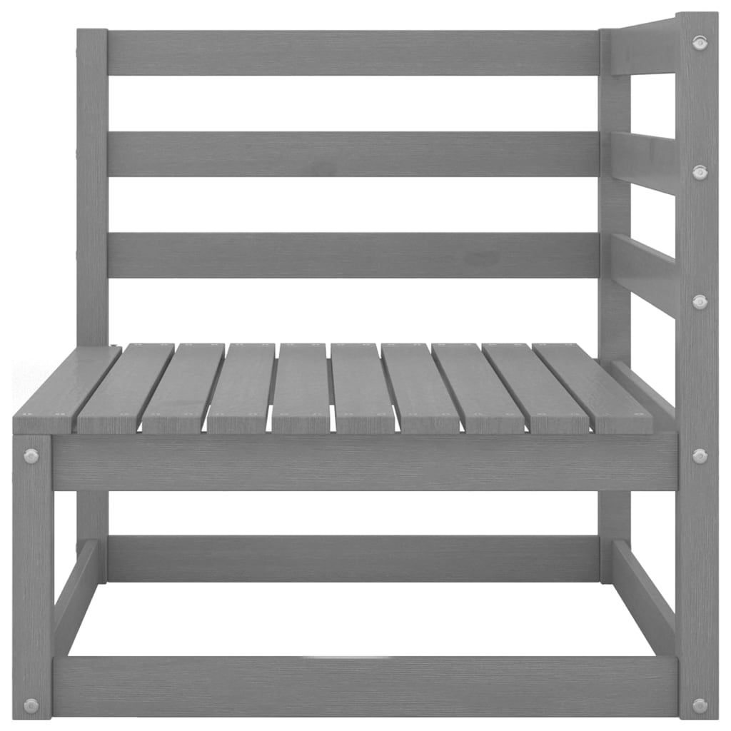 NNEVL Garden Corner Sofas 2 pcs Grey Solid Pinewood