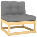 NNEVL Garden Middle Sofas with Grey Cushions 2 pcs Solid Pinewood