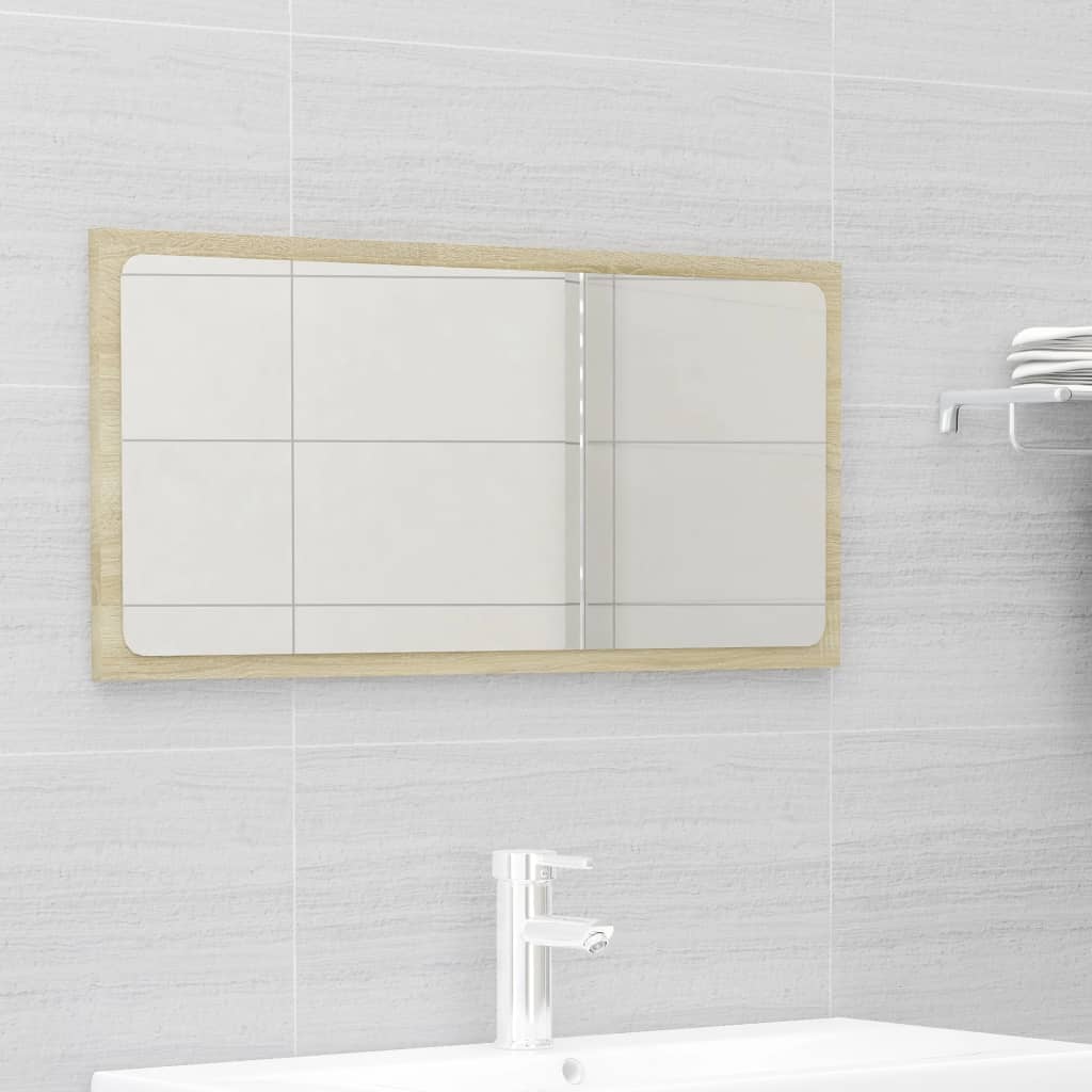 NNEVL Bathroom Furniture Set White and Sonoma Oak Chipboard
