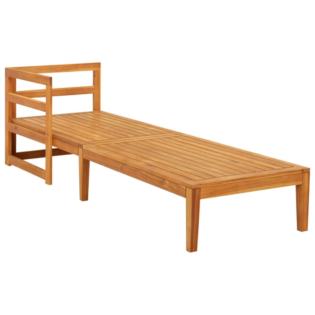 NNEVL Sun Lounger with 1 Armrest Cream White Solid Acacia Wood