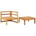NNEVL 2 Piece Garden Lounge Set with Dark Grey Cushions Acacia Wood