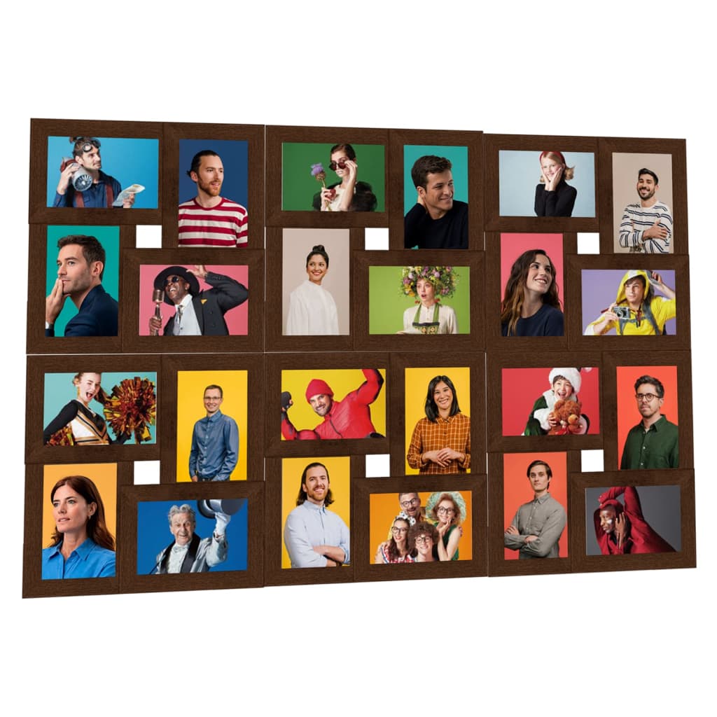 Vidaxl photo frame for 24x (10x15 cm) photos MDF dark brown-0