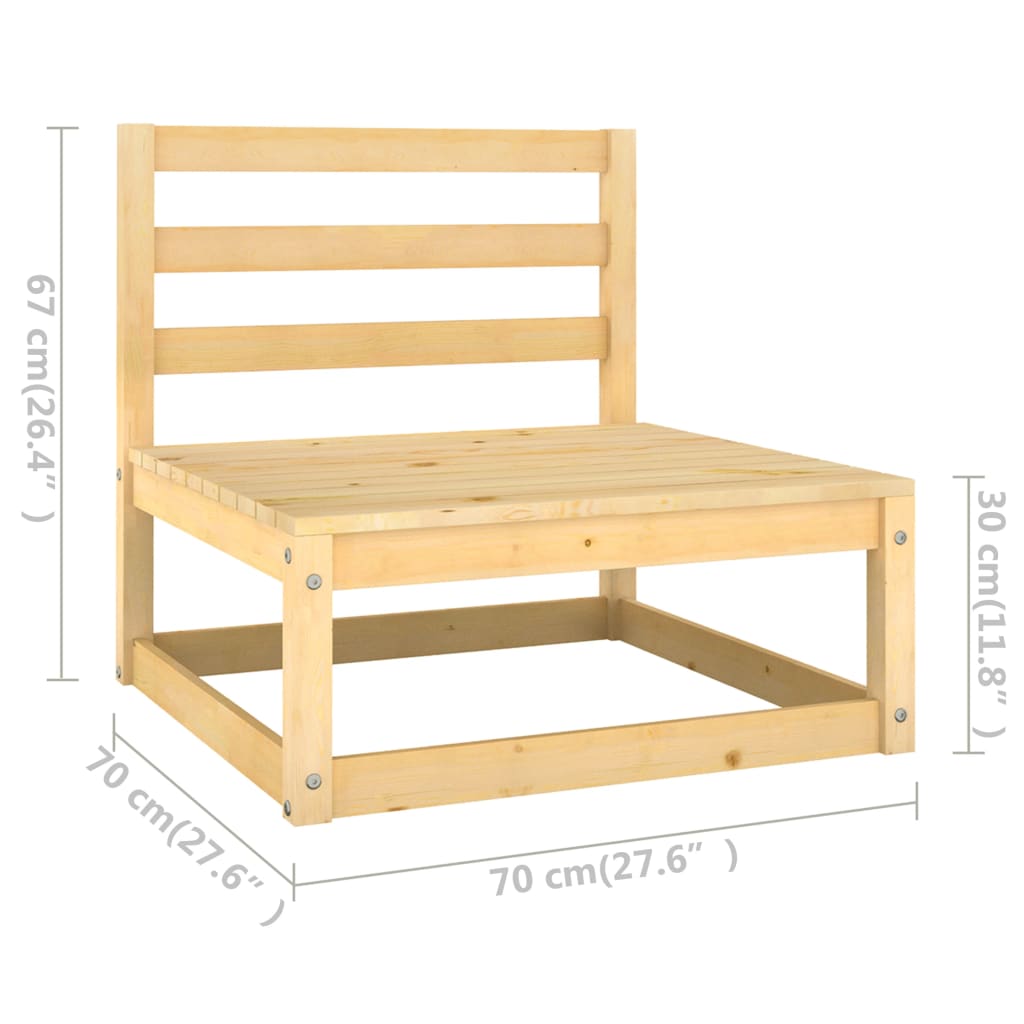NNEVL Garden Middle Sofas with Cushions 2 pcs Solid Pinewood