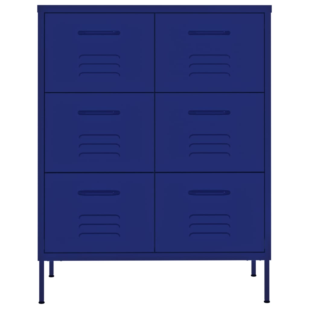 NNEVL Drawer Cabinet Navy Blue 80x35x101.5 cm Steel
