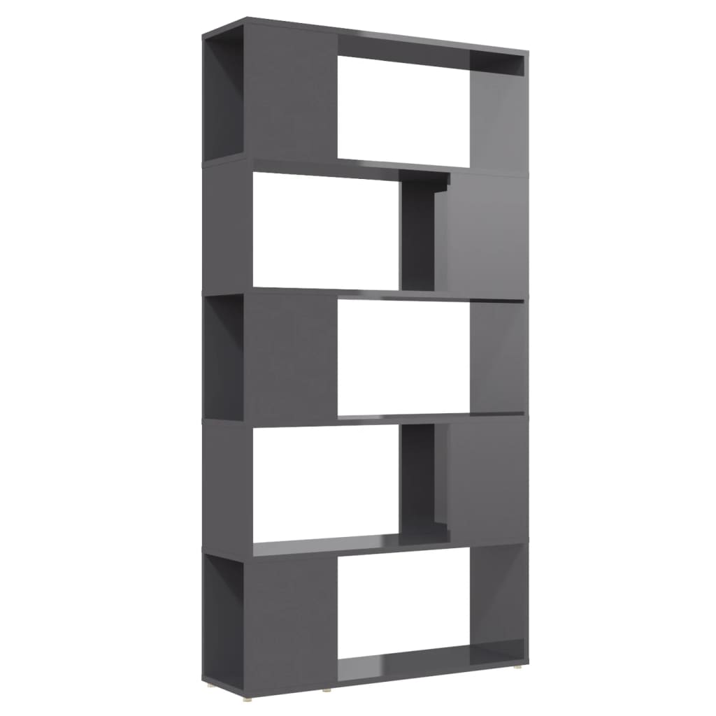 NNEVL Book Cabinet Room Divider High Gloss Grey 80x24x155 cm Chipboard
