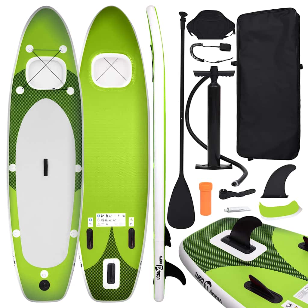 Vidaxl inflatable stand up paddleboard set 360x81x10 cm green-0