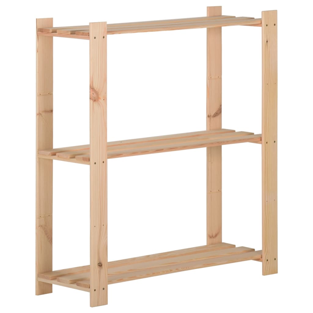 Vidaxl 3-Tier Storage Rack 80x28.5x90 cm Solid Pinewood-0