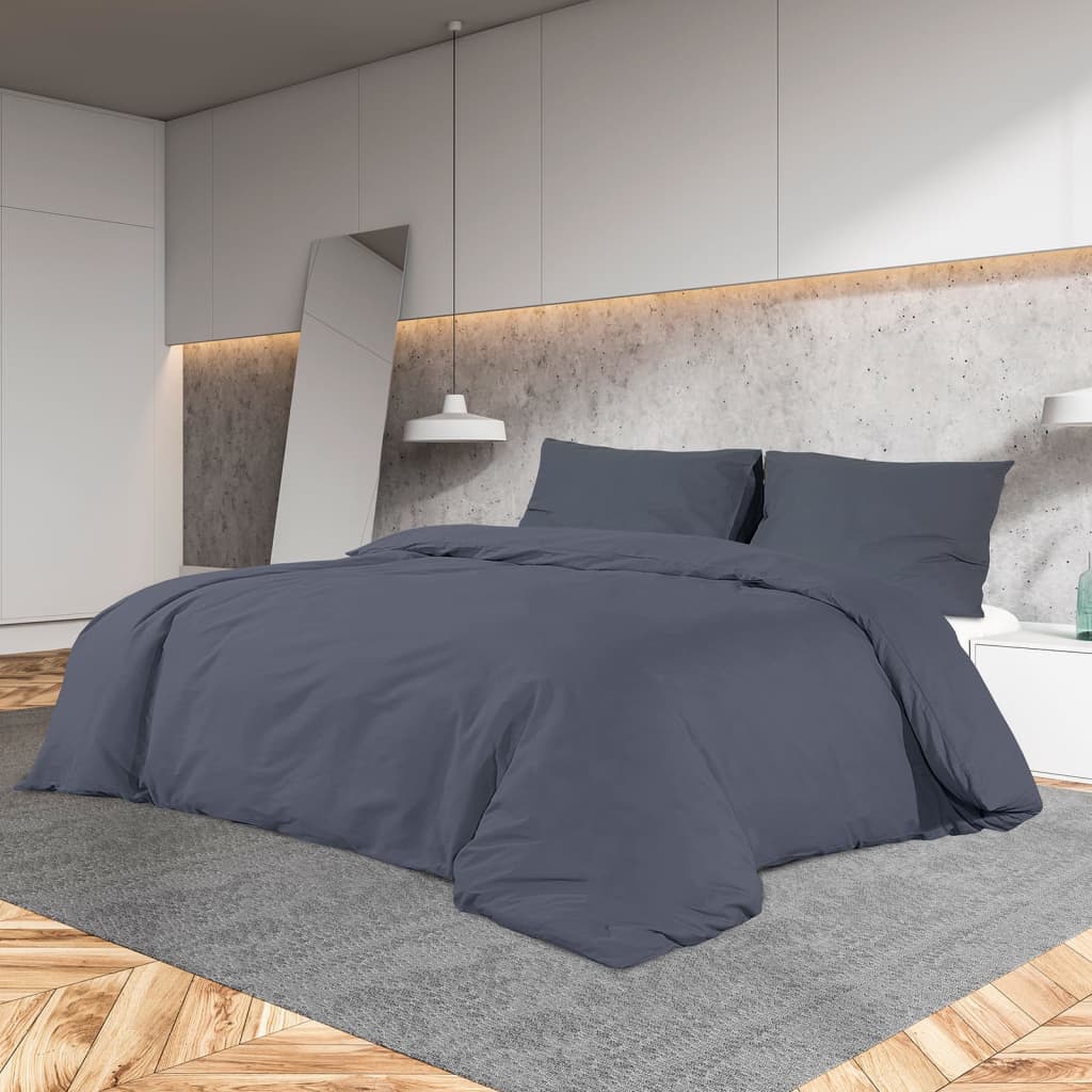 Vidaxl Bettwäsche-Set 140x200 cm Baumwolle Anthrazit
