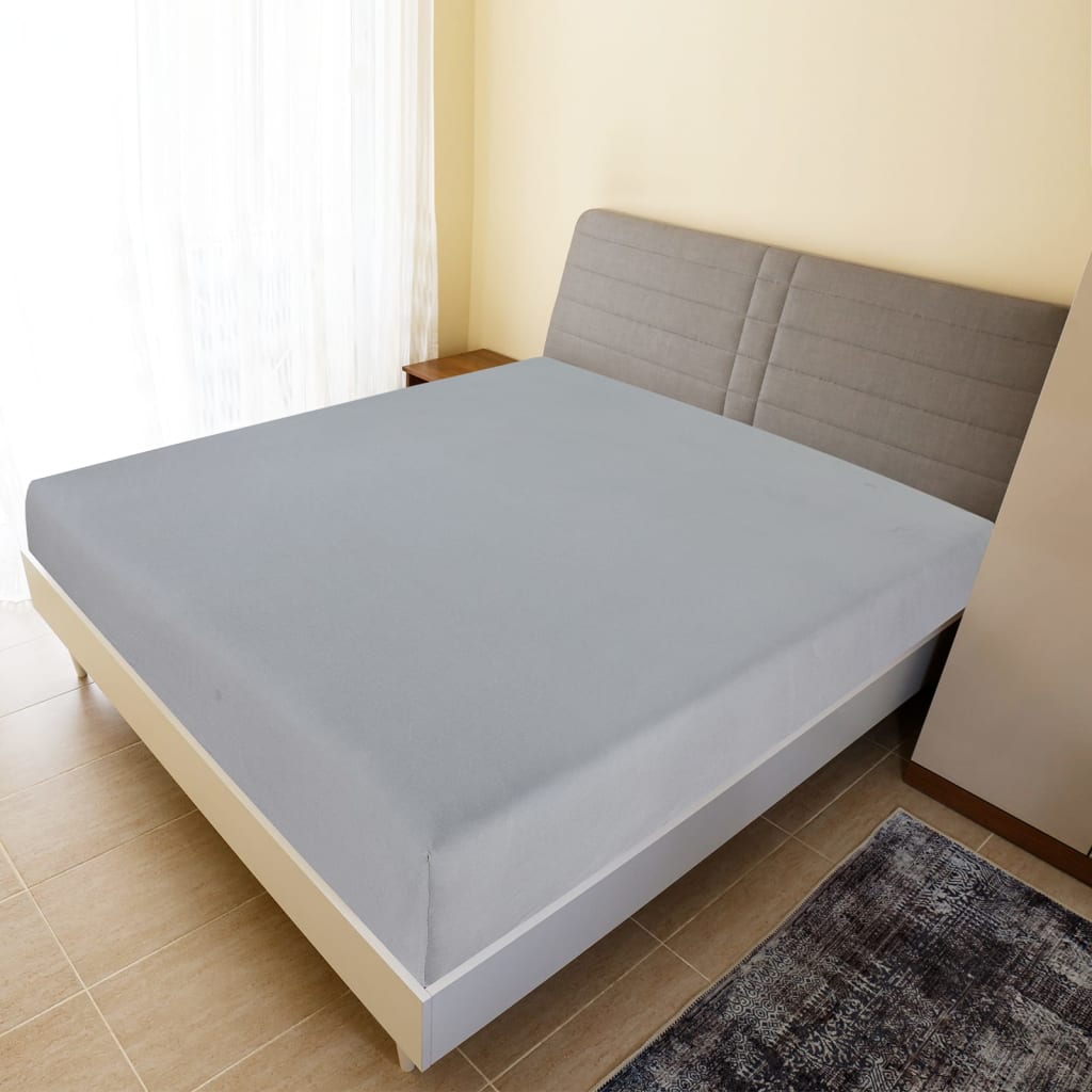 Vidaxl fitted sheet jersey 180x200 cm cotton gray-0