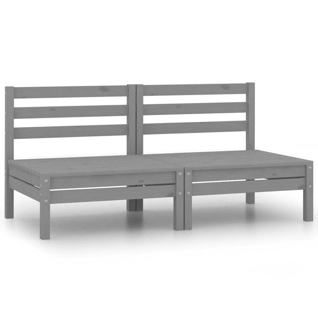 NNEVL Garden Middle Sofas 2 pcs Grey Solid Pinewood