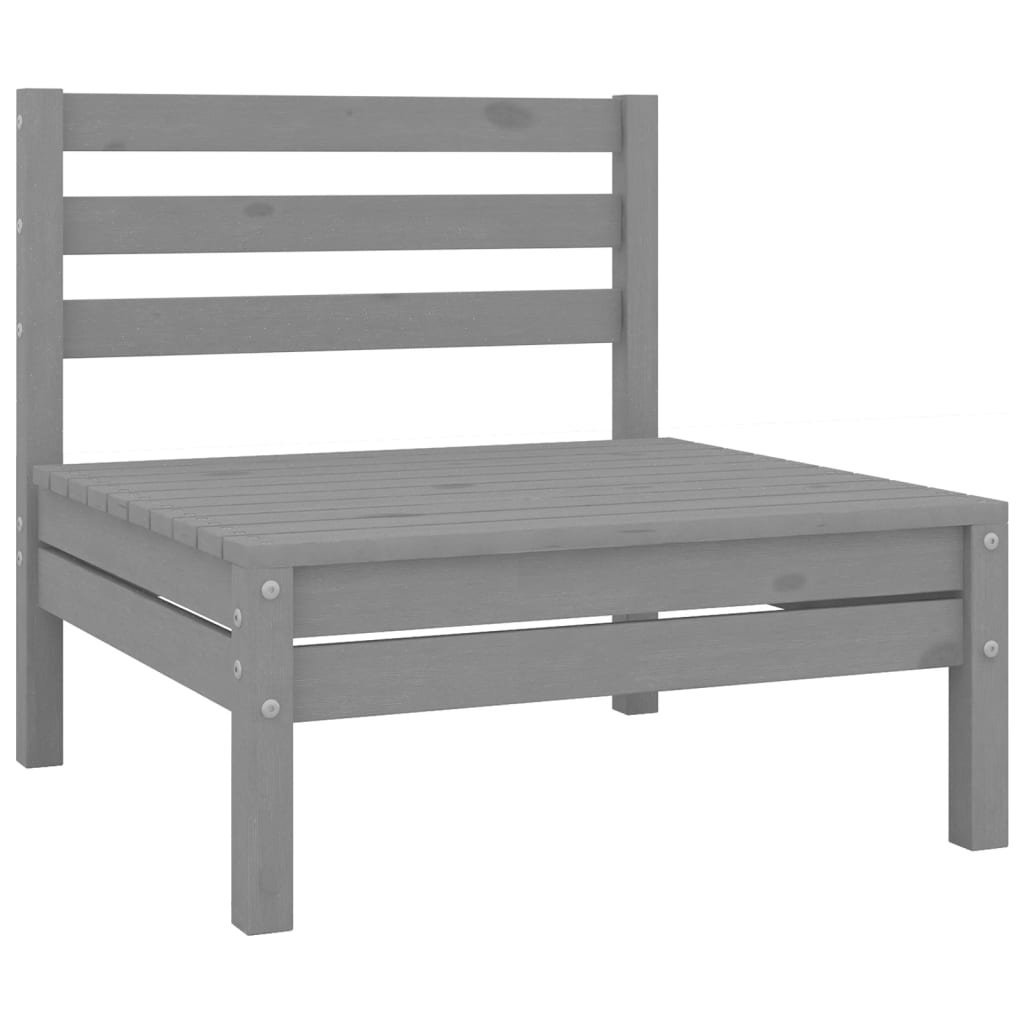 NNEVL Garden Middle Sofas 2 pcs Grey Solid Pinewood