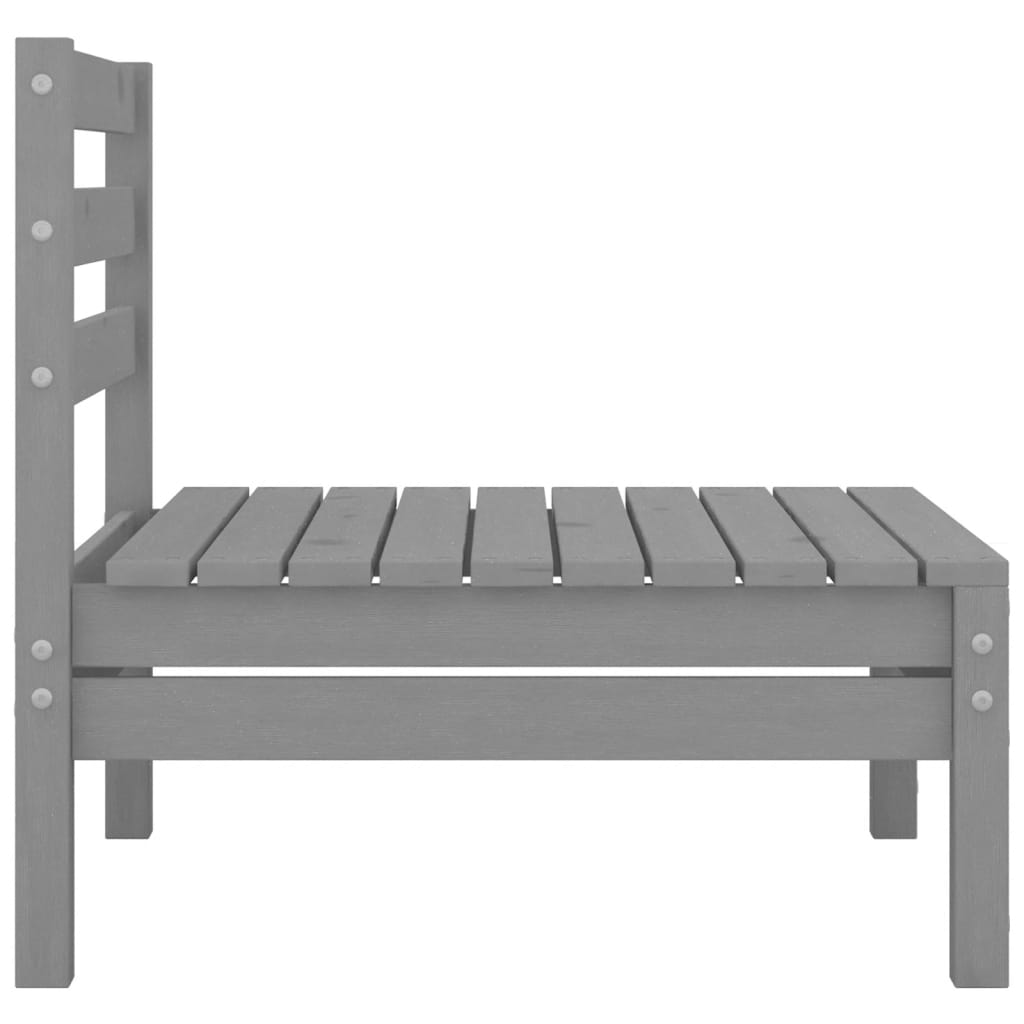 NNEVL Garden Middle Sofas 2 pcs Grey Solid Pinewood