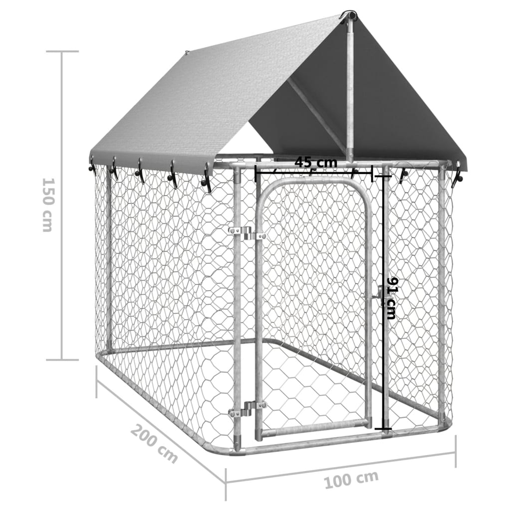 NNEVL Outdoor Dog Kennel with Roof 200x100x150 cm
