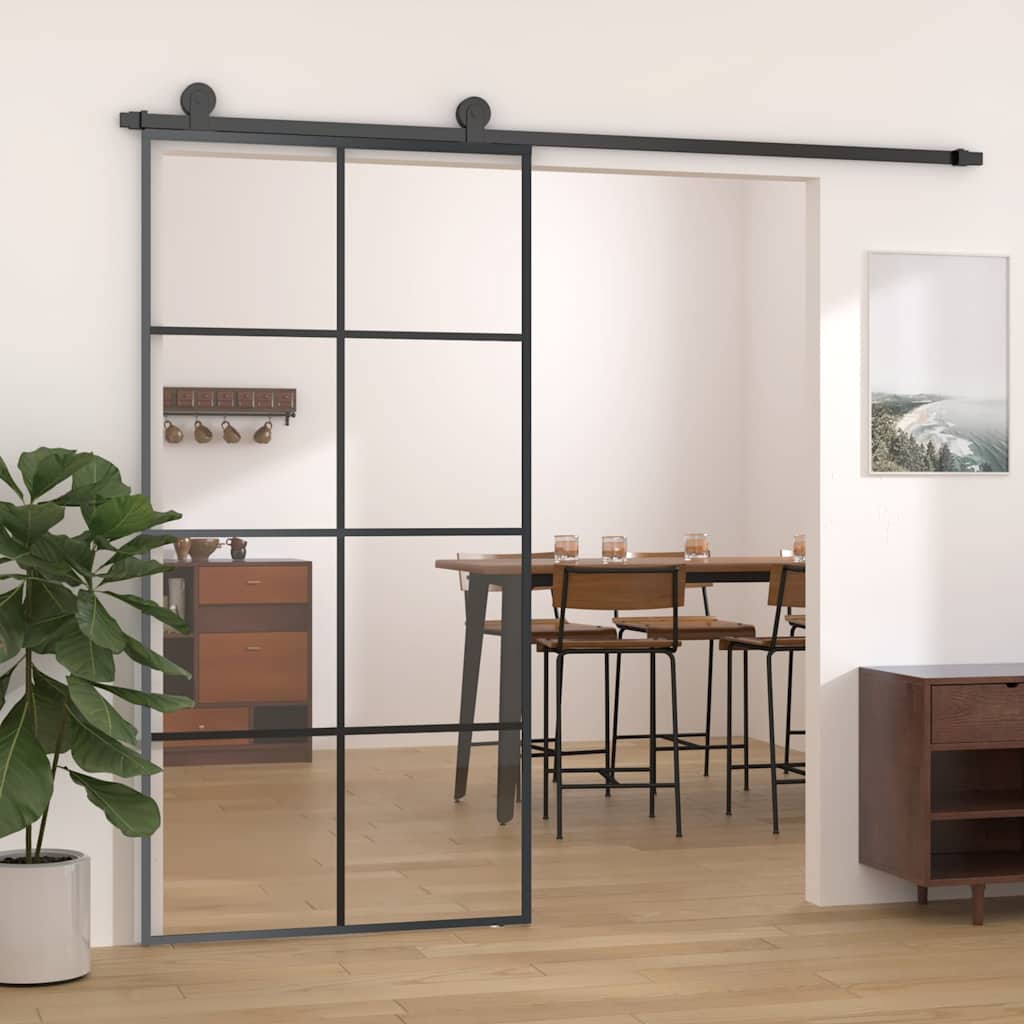 Vidaxl sliding door 102.5x205 cm esg-glass and aluminum black-0