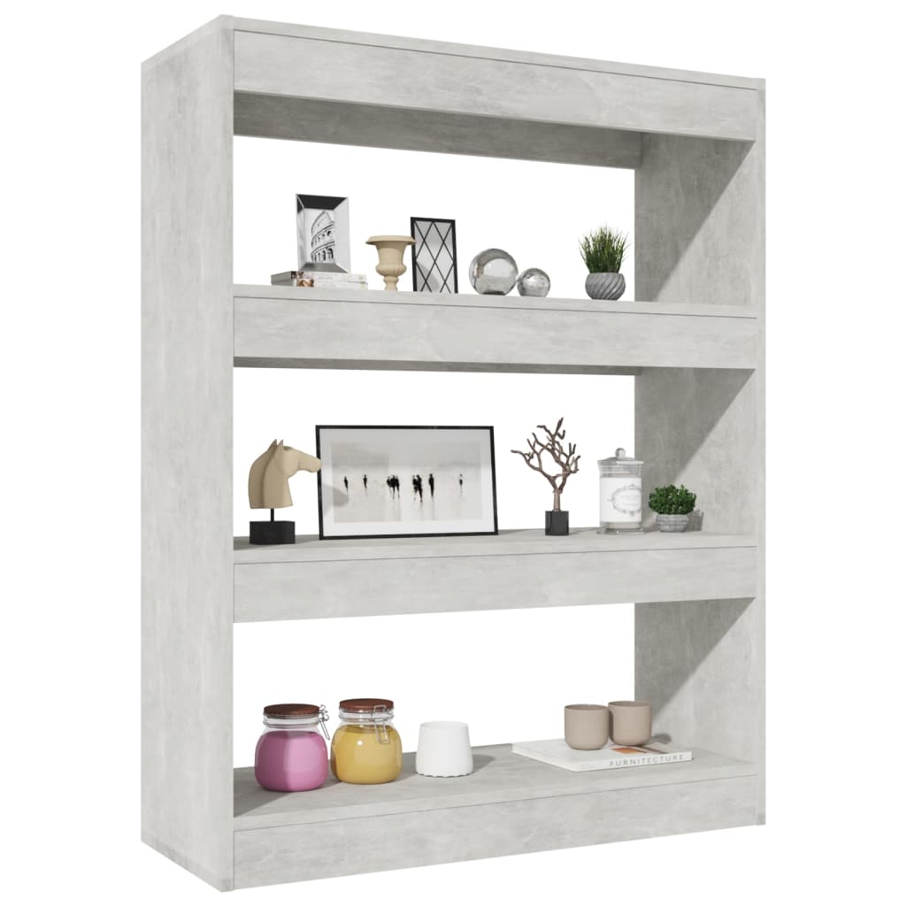 NNEVL Book Cabinet/Room Divider Concrete Grey 80x30x103 cm Engineered wood