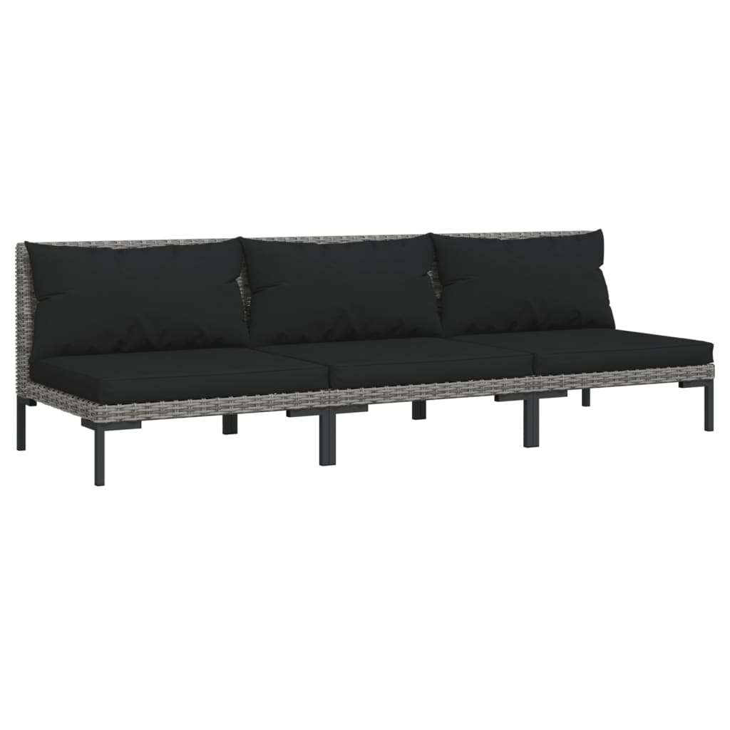 NNEVL Garden Sofas 3pcs with Cushions Half Round Poly Rattan