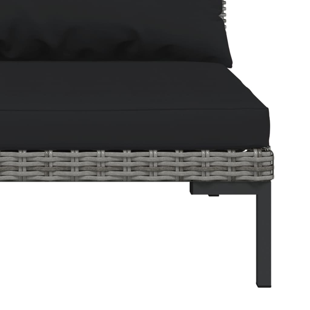 NNEVL Garden Sofas 3pcs with Cushions Half Round Poly Rattan