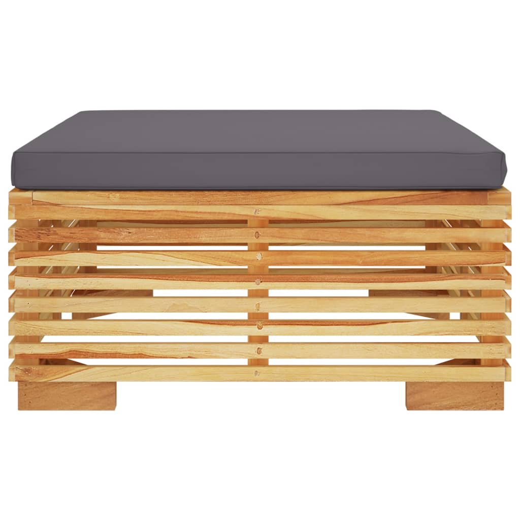 NNEVL Garden Footrest with Dark Grey Cushion Solid Wood Teak