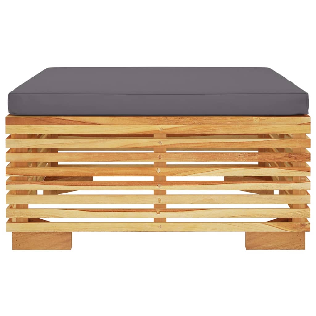 NNEVL Garden Footrest with Dark Grey Cushion Solid Wood Teak