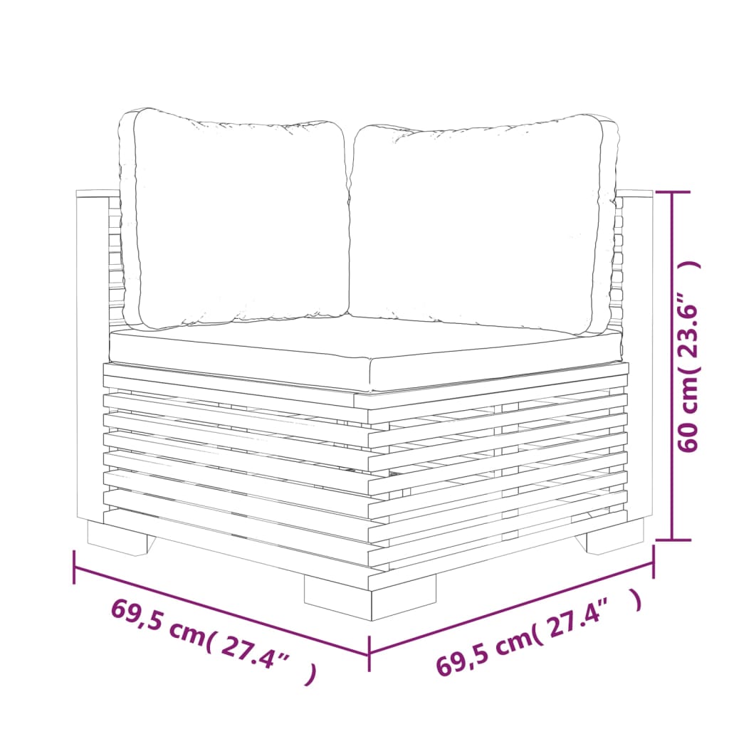 NNEVL Garden Corner Sofas with Cushions 2 pcs Solid Wood Teak