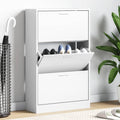 Vidaxl shoe cabinet 63x24x103 cm processed wood white-0