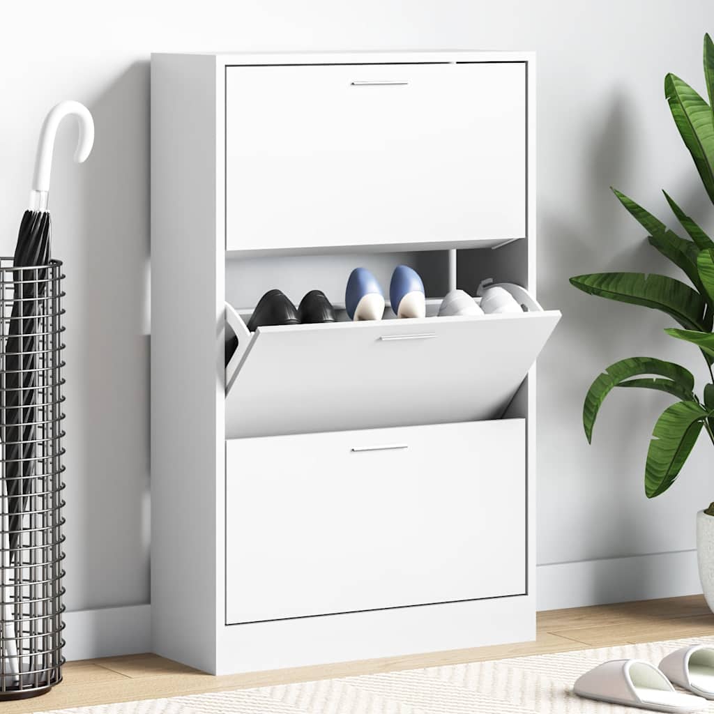 Vidaxl shoe cabinet 63x24x103 cm processed wood white-0