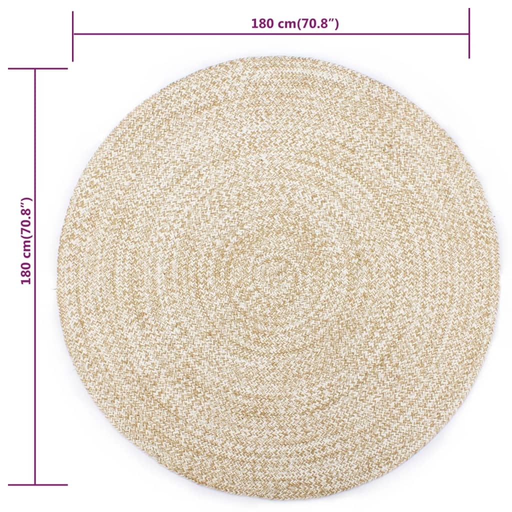 NNEVL Handmade Rug Jute White and Brown 180 cm