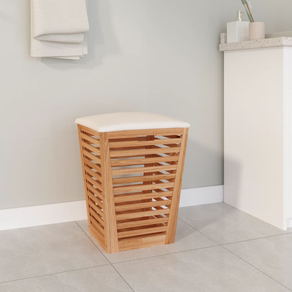 NNEVL Bathroom Stool 40.5x40.5x56 cm Solid Wood Walnut