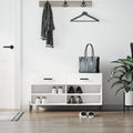 Vidaxl shoe bench 102x35x55 cm finished wood high-gloss white-0