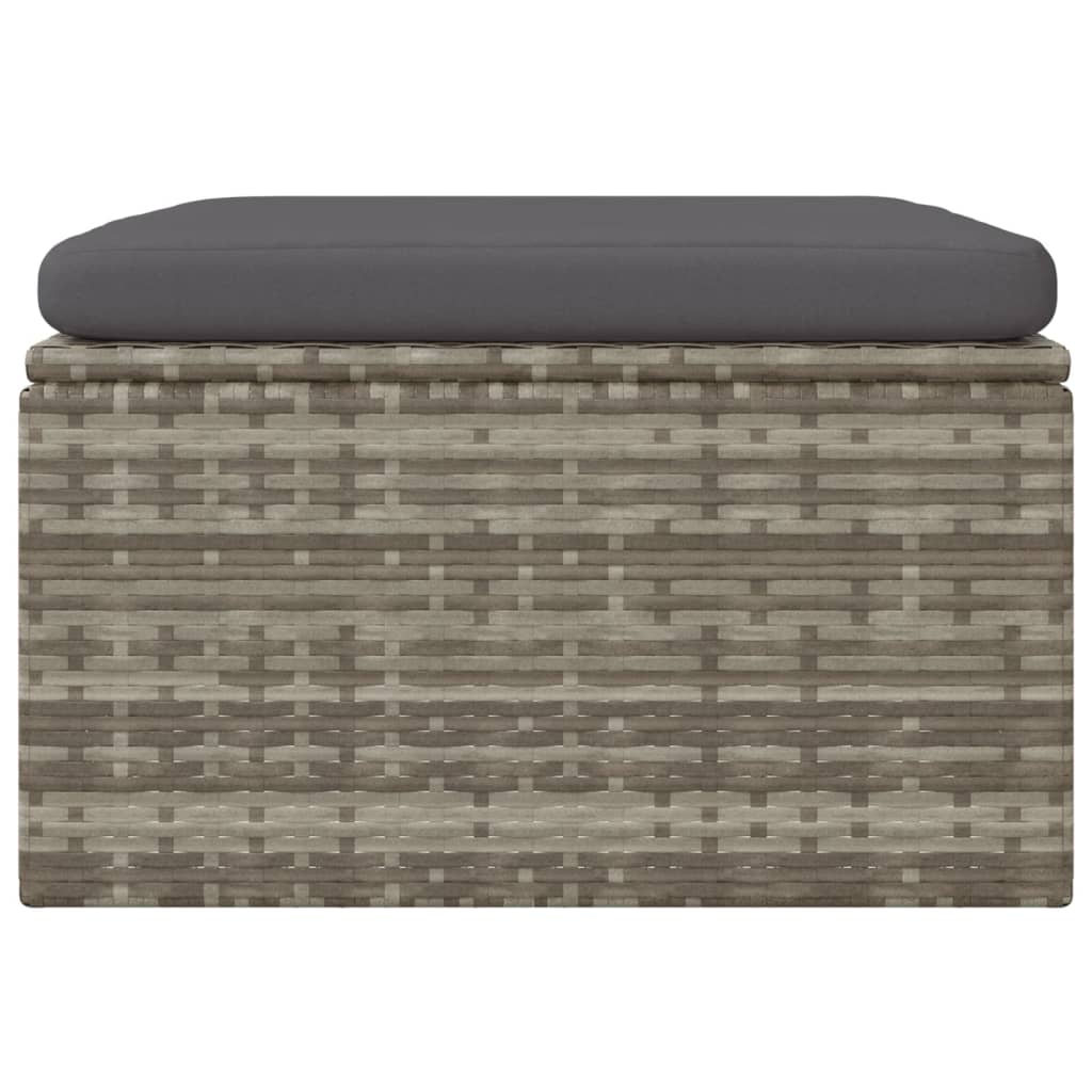 NNEVL Garden Footrest with Cushion Grey 55x55x30 cm Poly Rattan