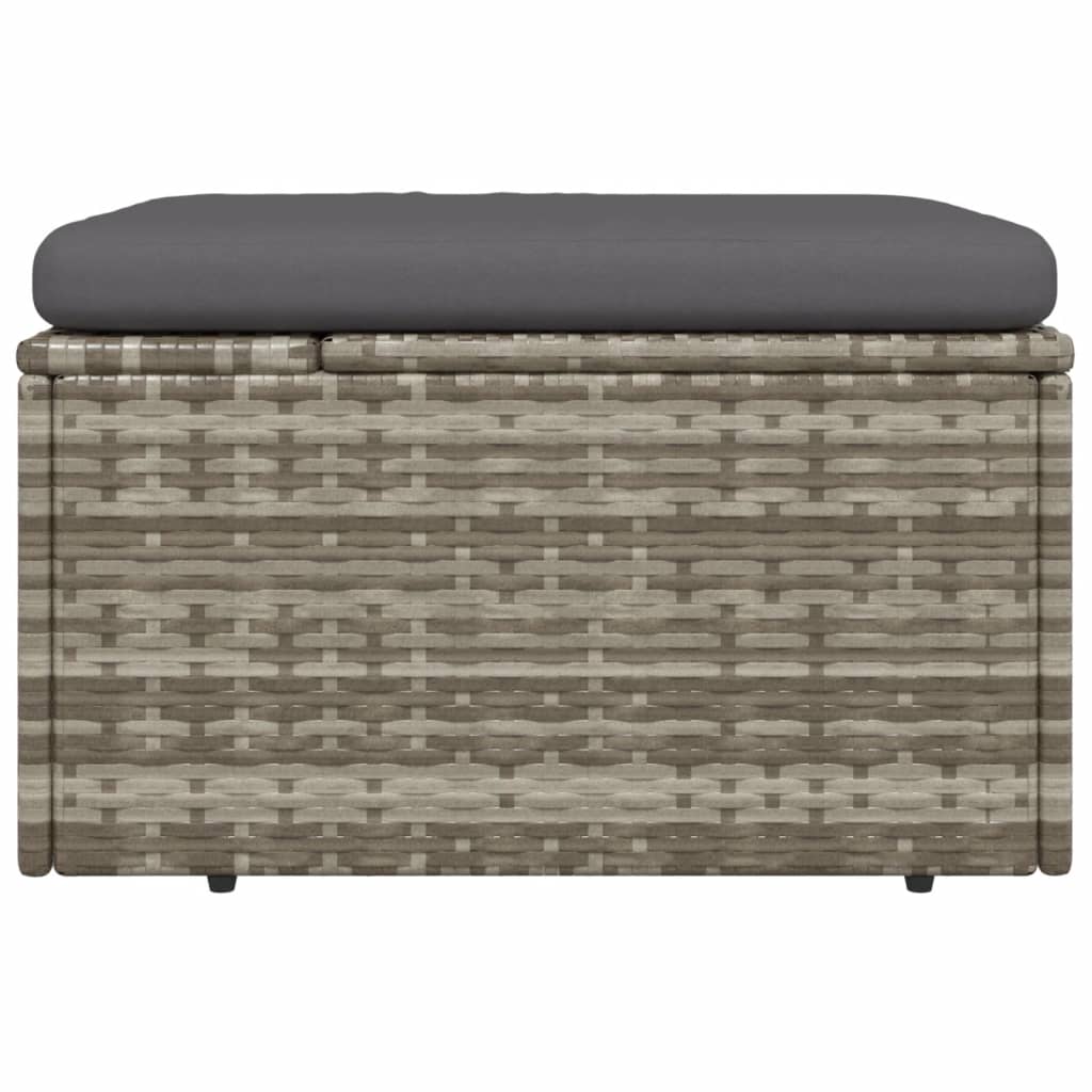 NNEVL Garden Footrest with Cushion Grey 55x55x30 cm Poly Rattan