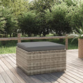 NNEVL Garden Footrest with Cushion Grey 55x55x30 cm Poly Rattan