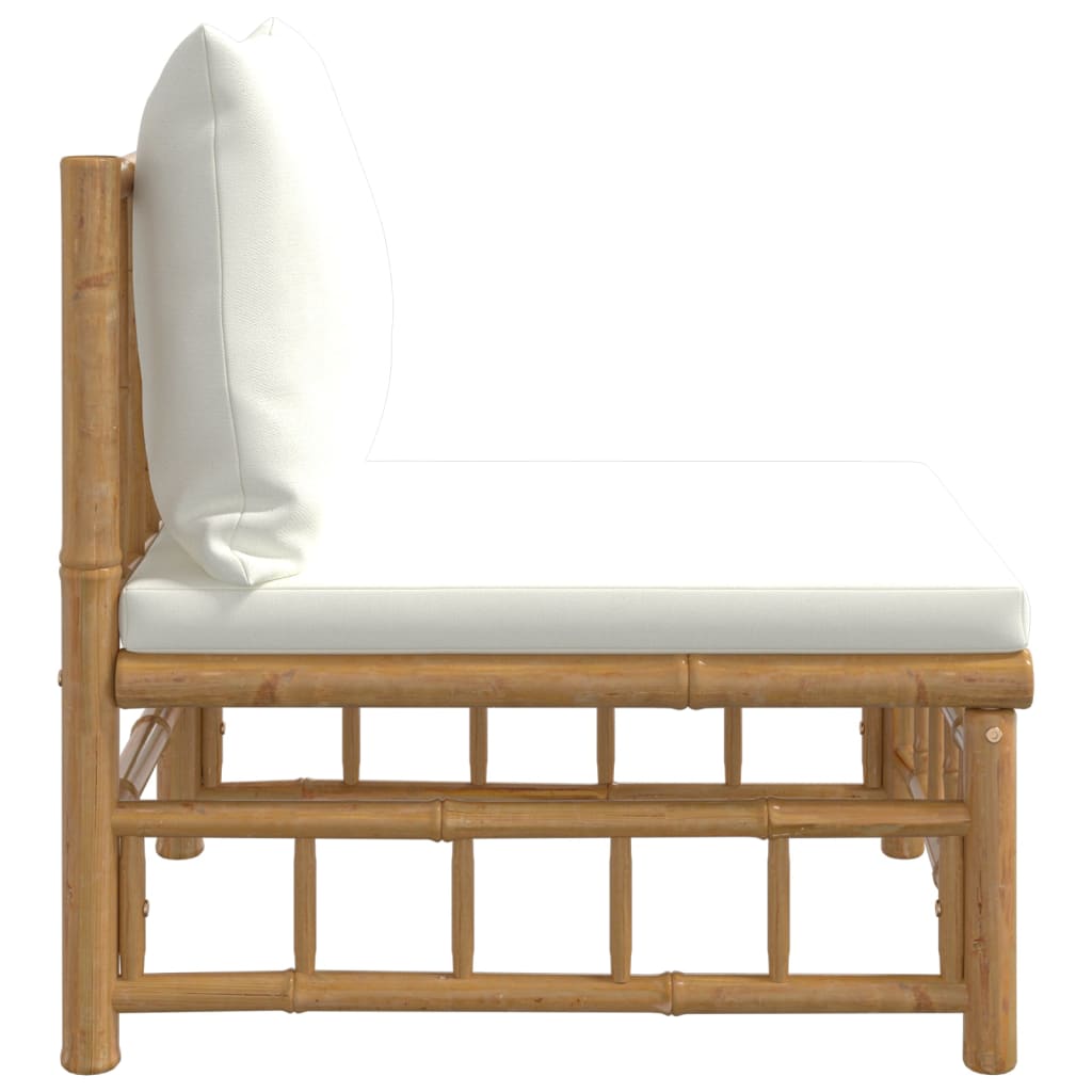 NNEVL Garden Middle Sofa with Cream White Cushions Bamboo