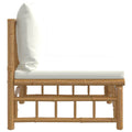 NNEVL Garden Middle Sofa with Cream White Cushions Bamboo