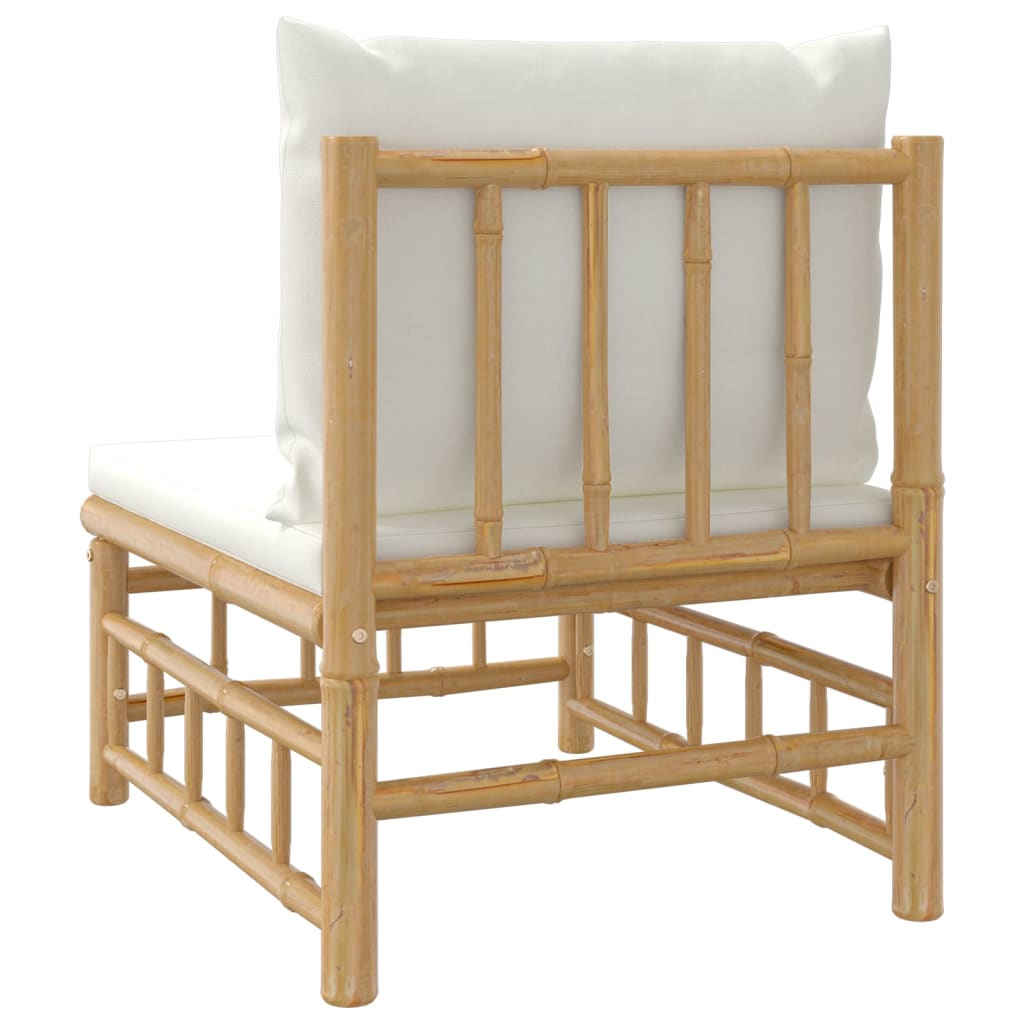NNEVL Garden Middle Sofa with Cream White Cushions Bamboo