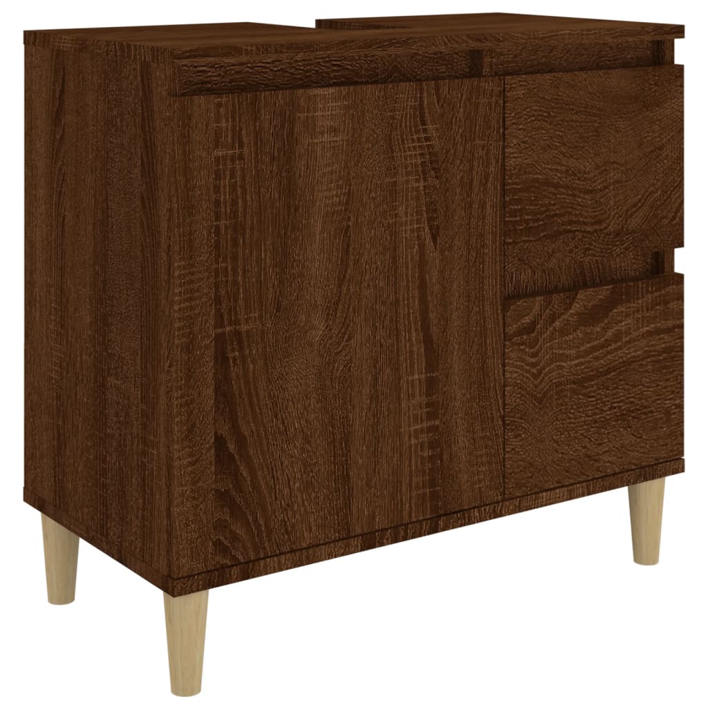 NNEVL Bathroom Cabinet Brown Oak 65x33x60 cm Engineered Wood