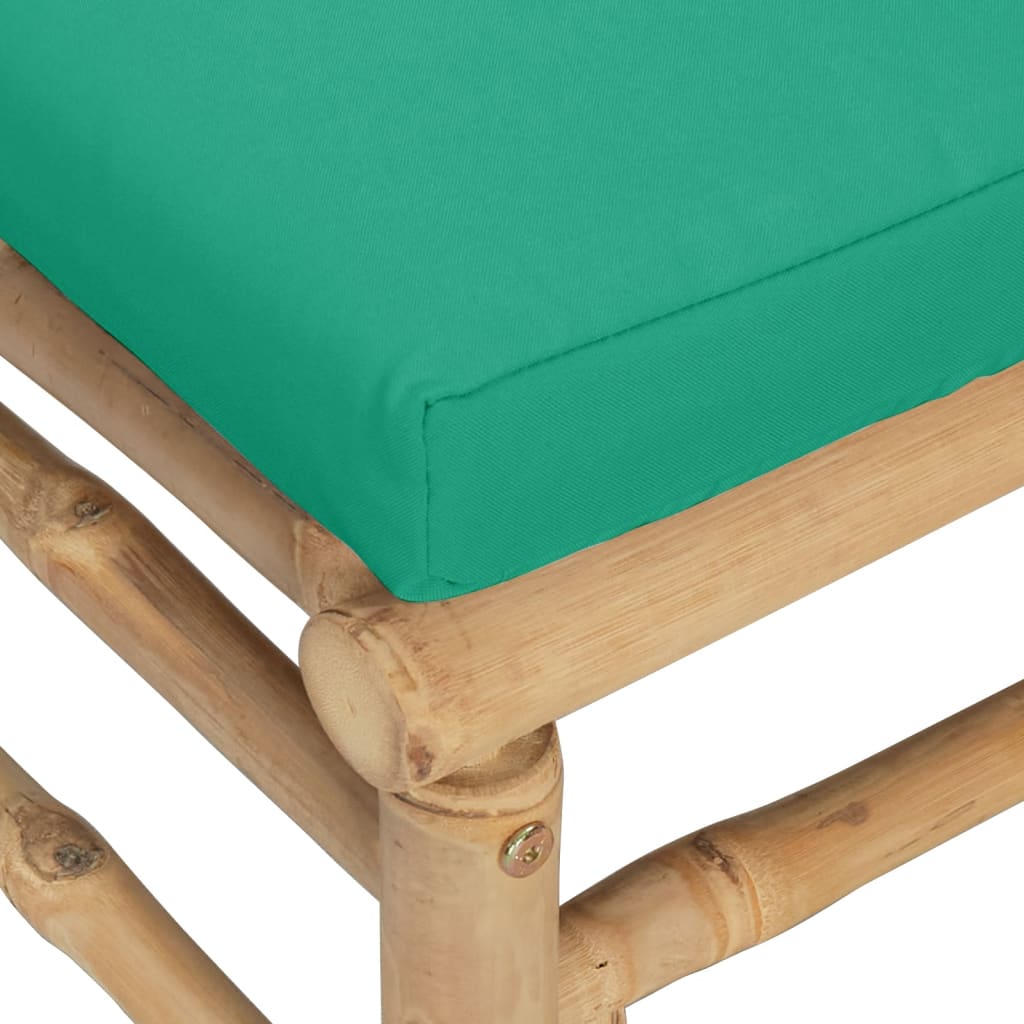 NNEVL Garden Corner Sofas with Green Cushions 2 pcs Bamboo