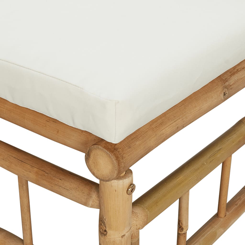 NNEVL Garden Corner Sofas with Cream White Cushions 2 pcs Bamboo