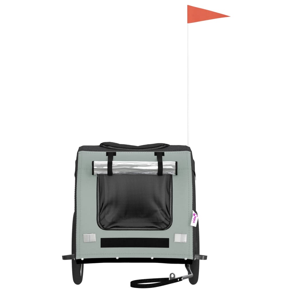 NNEVL Pet Bike Trailer Grey and Black Oxford Fabric&Iron