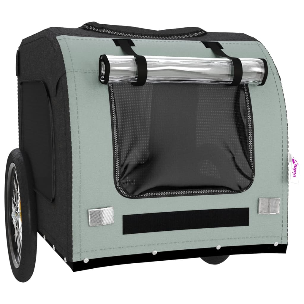NNEVL Pet Bike Trailer Grey and Black Oxford Fabric&Iron