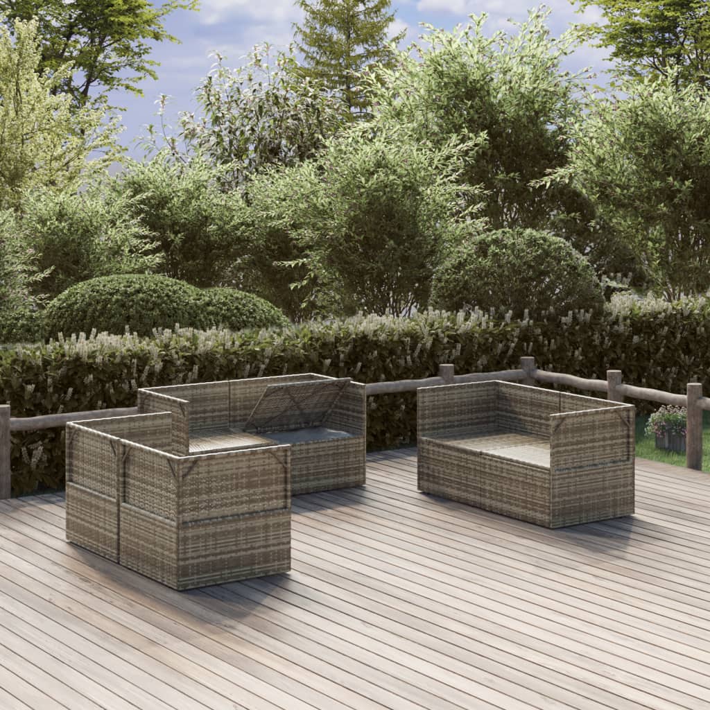 NNEVL Garden Corner Sofas 6 pcs Grey 57x57x56 cm Poly Rattan