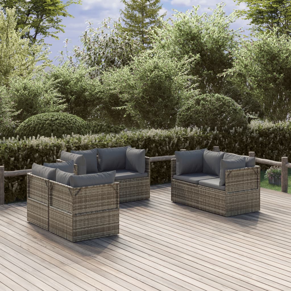 NNEVL Garden Corner Sofas 6 pcs Grey 57x57x56 cm Poly Rattan